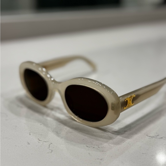 Celine Accessories - Celine Beige Oval Sunglasses